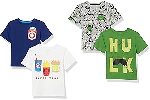 Amazon Essentials Disney | Marvel | Star Wars Boys and Toddlers' Short-Sleeve T-Shirts (Previously Spotted Zebra), Multipacks