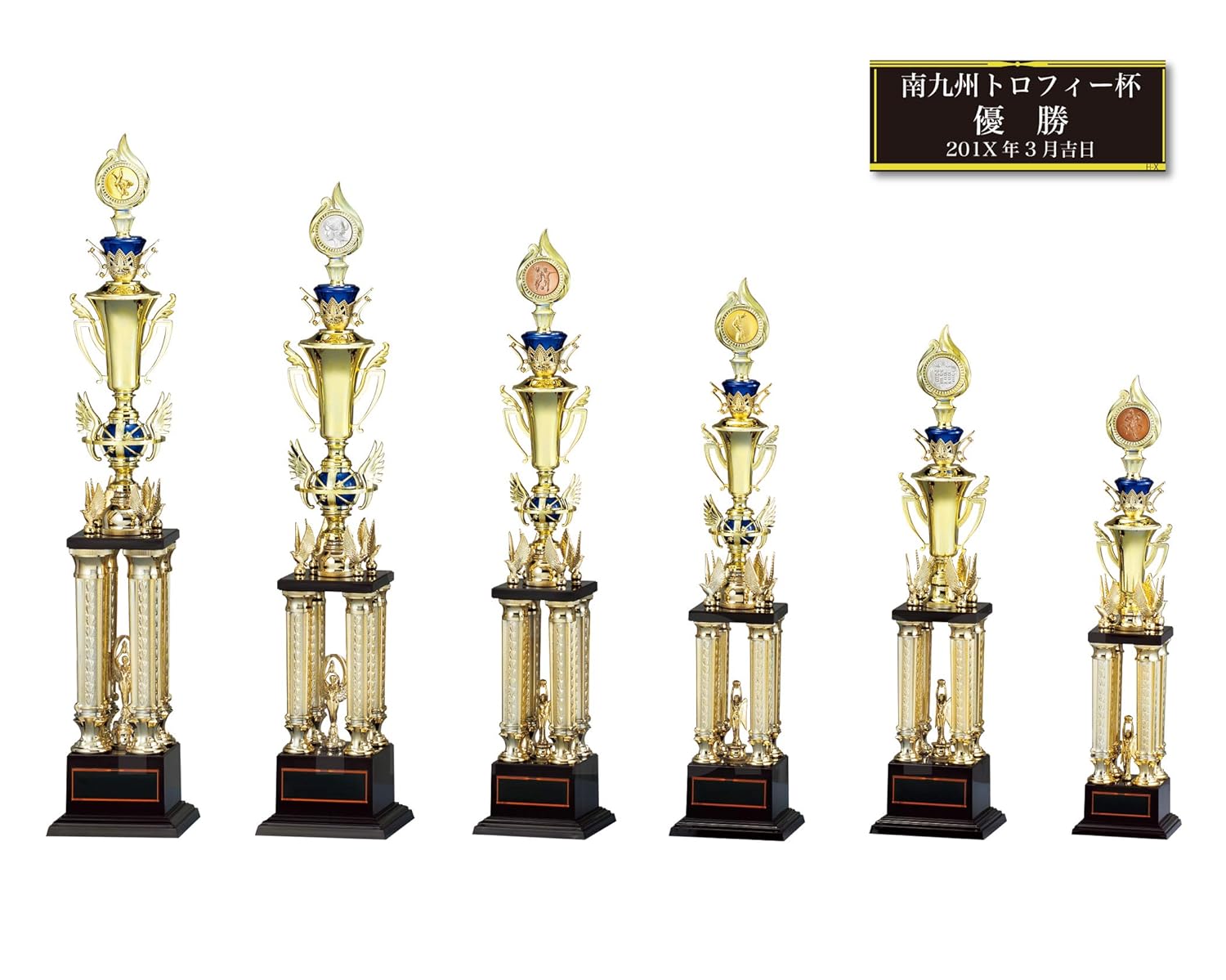 レーザー彫刻名入れ Gold Shachi 優勝トロフィー Tv02 B01mzbarz3 金メダル Cサイズ 高さ72cm