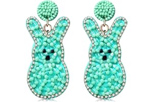CEALXHENY Beaded Easter Earrings Handmade Easter Bunny Egg Earrings for Women Cute Spring Holiday Easter Rabbit Dangle Drop Earrings Jewelry Gifts