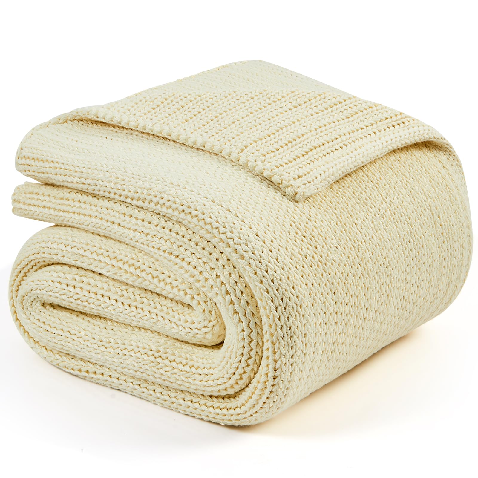 L'AGRATY Knitted Weighted Blanket - 48"x72" 12lbs Cooling Chunky Knit Heavy Blanket for Adults Braided Crochet Throw Thick Cable Yarn Knit Decorative No Beads Evenly Weighted Machine Washable Image