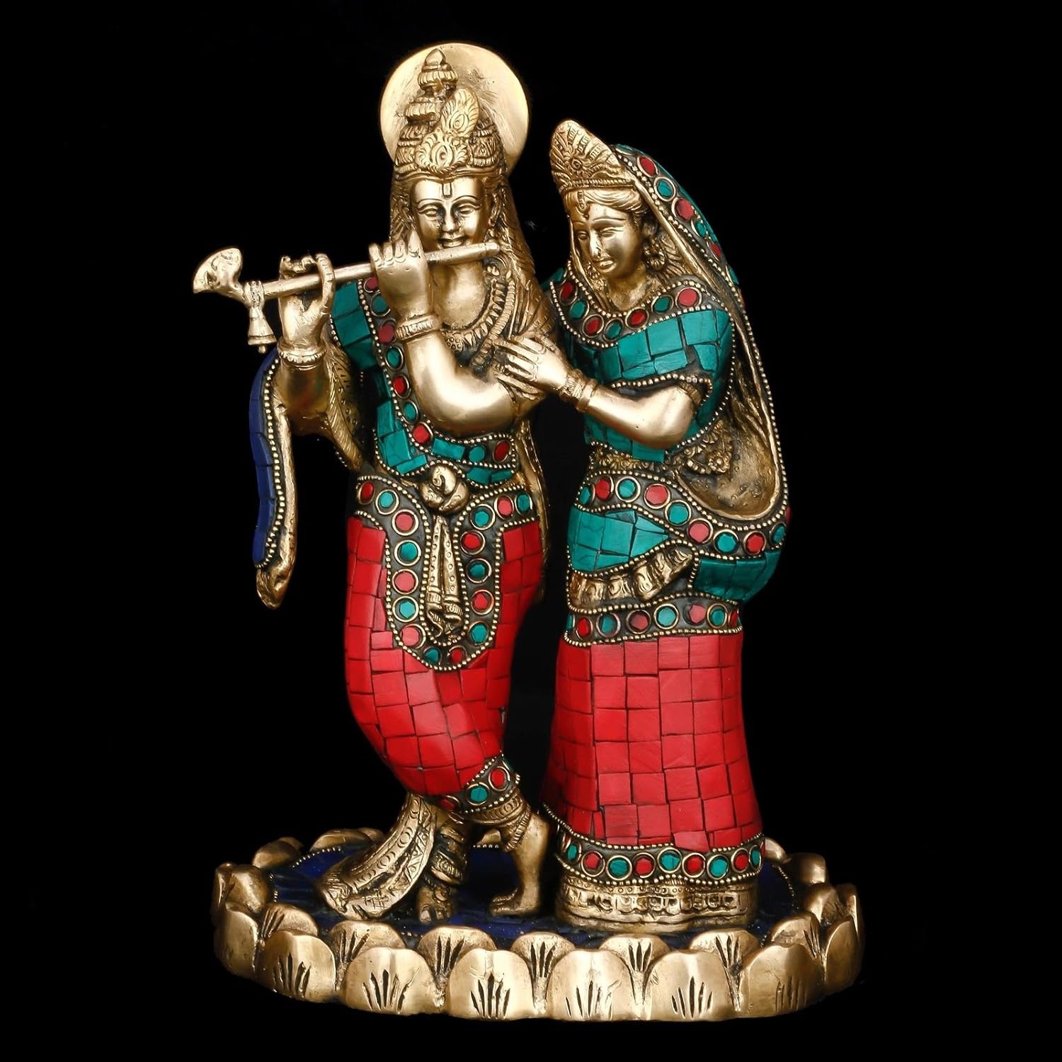 craftvatika 11" Large Radha Krishna Statue Hindu God Figurine Religious