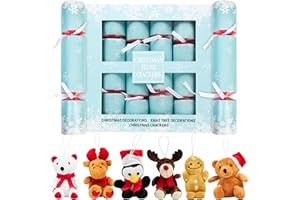 KreativeKraft Christmas Crackers No-Snap 6-Pack Mini Soft Decor Accents, Party Hats Jokes, Party Favors Christmas Decorations (Multi Xmas Decor)