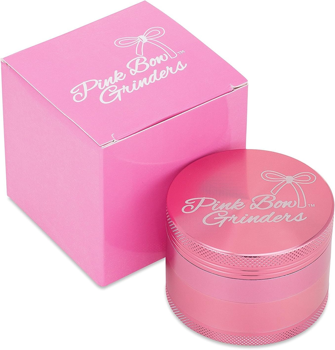 Pink Bow Grinder - 2.5 Inch Herb Grinder- First Designer Grinder- The Best Rated Herb Grinder- 4-piece Anodized Aluminum