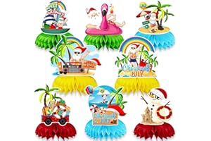 YVAINE 8Pcs Christmas July Decorations Table Centerpieces Hawaiian Christmas Decoration Honeycomb Centerpieces Christmas Party Decorations Tropical Christmas Table Decoration