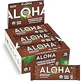 ALOHA Organic Plant Based Protein Bars - Chocolate Chip Cookie Dough - 12 Count, 1.9oz Bars - Vegan Snacks, Low Sugar, Gluten