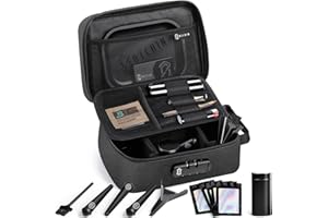 OZCHIN Large Smell Proof Bag with Combination Lock Odor Proof Lock Box Travel Storage Case Activated Charcoal Bag Great Christmas Gift (Black 1)