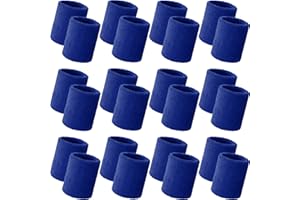 Bememo 24 Pcs Wrist Sweatbands Bulk Sports Wrist Bands for Men Women Breathable Athletic Tennis Wristbands Stretchy Absorbent Cotton Terry for Basketball, Baseball, Gym, Working Out