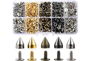YORANYO 200 Sets 9MM Mixed Color Spikes and Studs Kit Metal Bullet Cone Spikes Screw Back Leather Craft Rapid Rivet Screws Punk Studs and Spikes for Clothing Shoes Belts Bag Rivets 11/32 Inch
