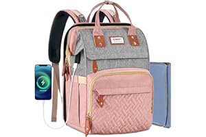 HOBEST Diaper Bag Backpack, Multifunction Large Travel Diaper Bag with Changing Pad and USB Charging Port for Moms Dads, Waterproof Unisex Baby Bag for Boys Girls, Baby Registry Search