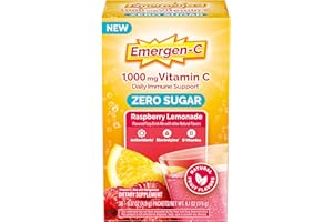 Emergen-C Zero Sugar 1000 mg Vitamin C Powder for Daily Immune Support Caffeine Free Vitamin C Supplements with Zinc and Manganese, B Vitamins and Electrolytes, Raspberry Lemonade Flavor - 36 Count