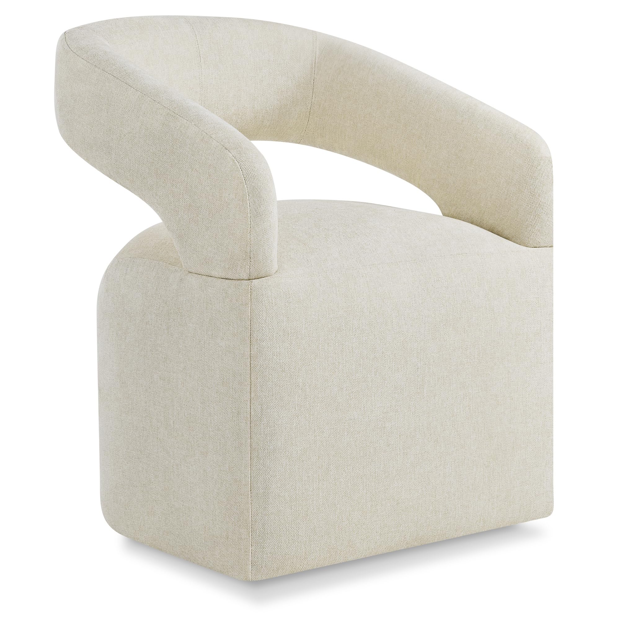 Photo 1 of KISLOT Upholstered Dining Chairs with Casters, Modern Barrel Side Armchair with Rollers for Dining Room, Bedroom, Kitchen, Reading Room, Cream Beige, Set of 1