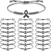 Sasylvia 20 Pcs Brain Cancer Awareness Bracelet Adjustable Cord Grey Ribbon Braided Bracelets Inspirational Brain Cancer Gifts for Women Men Jewelry Accessories