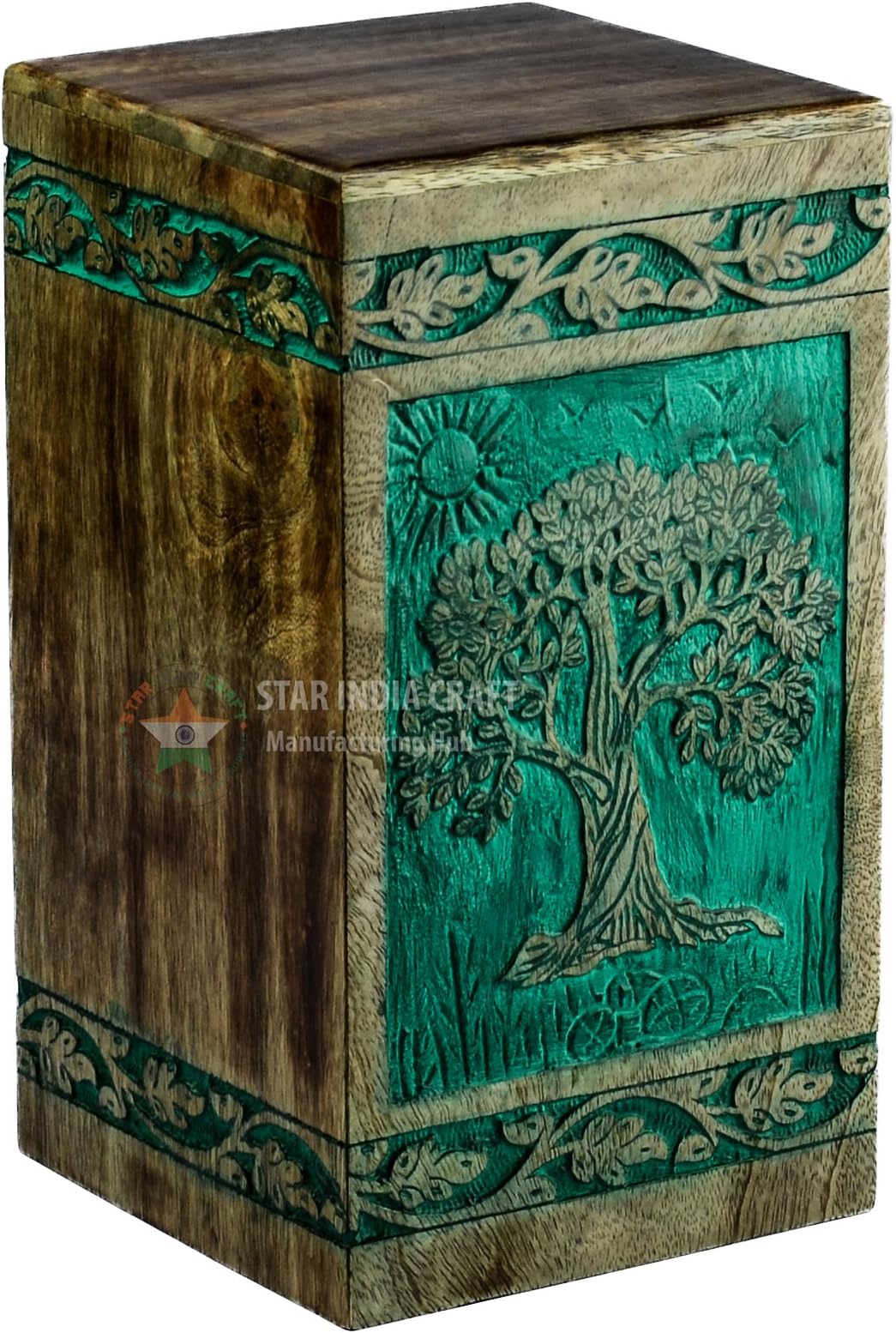 STAR INDIA CRAFT Urns for Human Ashes Adult, Rosewood Cremation Urns for Ashes, Funeral Urns, Burial Urns for Columbarium, Wooden Box Urns for Human Ashes - Large (250 Cu/in) (Popular)