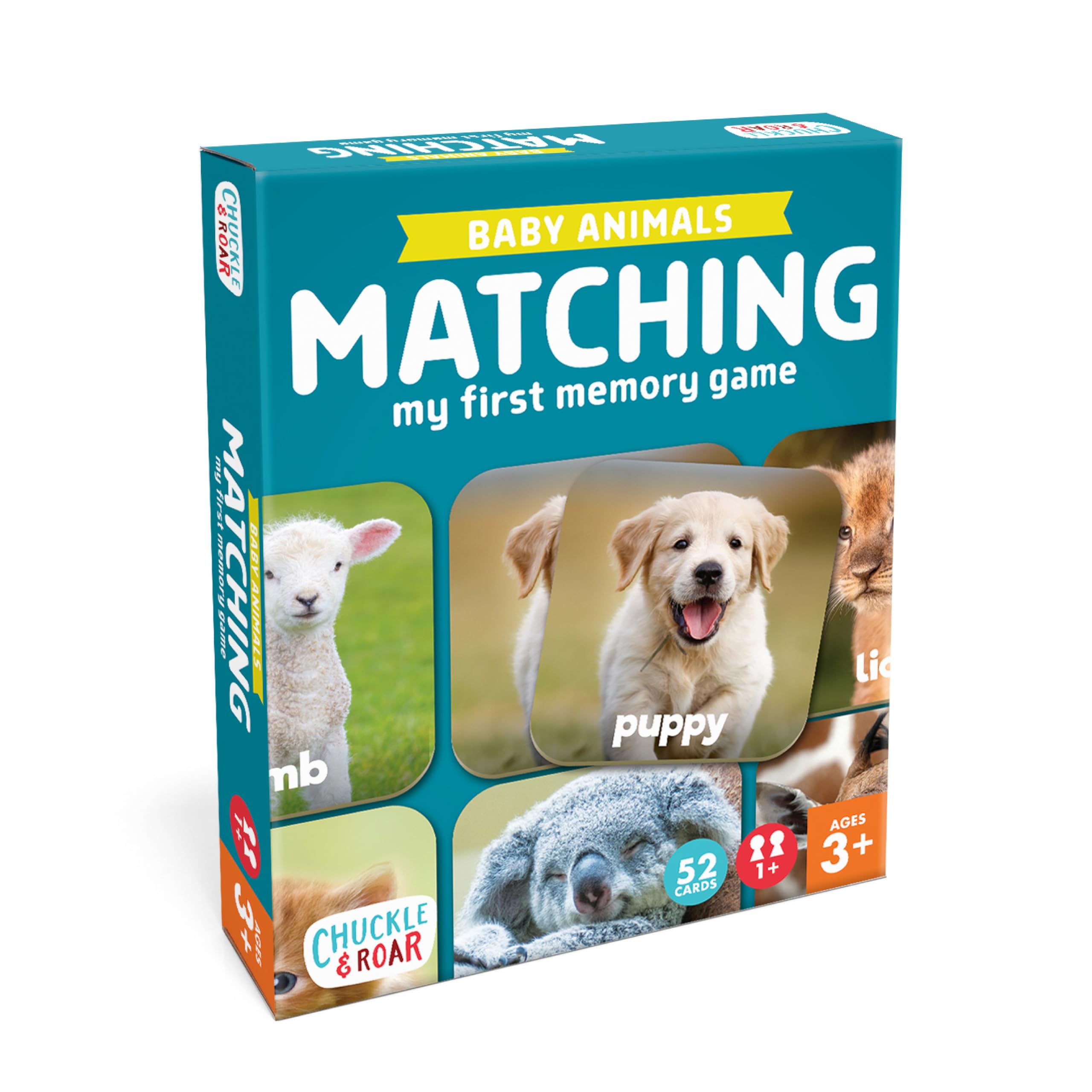 Chuckle & Roar Baby Animals Matching Memory Game for Kids Ages 3+ – Preschool Concentration Board Game for Toddlers, Cute Animal Learning Game