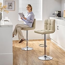 Yaheetech Bar Stools Set of 2, Adjustable PU