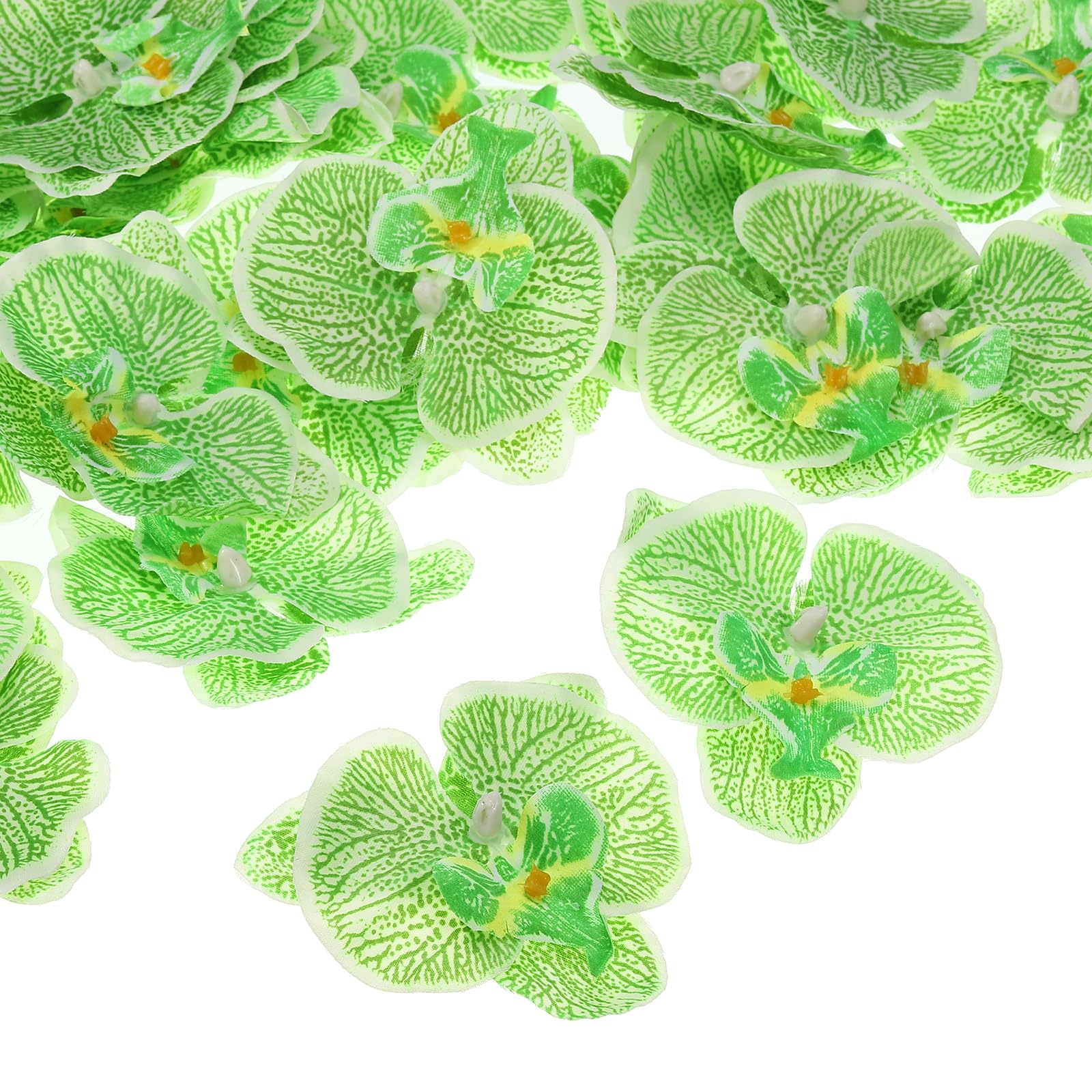PATIKIL 3.5" Artificial Orchid Flower Heads, 40 Pack Silk Phalaenopsis Fake Butterfly Orchid Heads for Wedding Floral Bouquet Decor DIY Craft Making, Green
