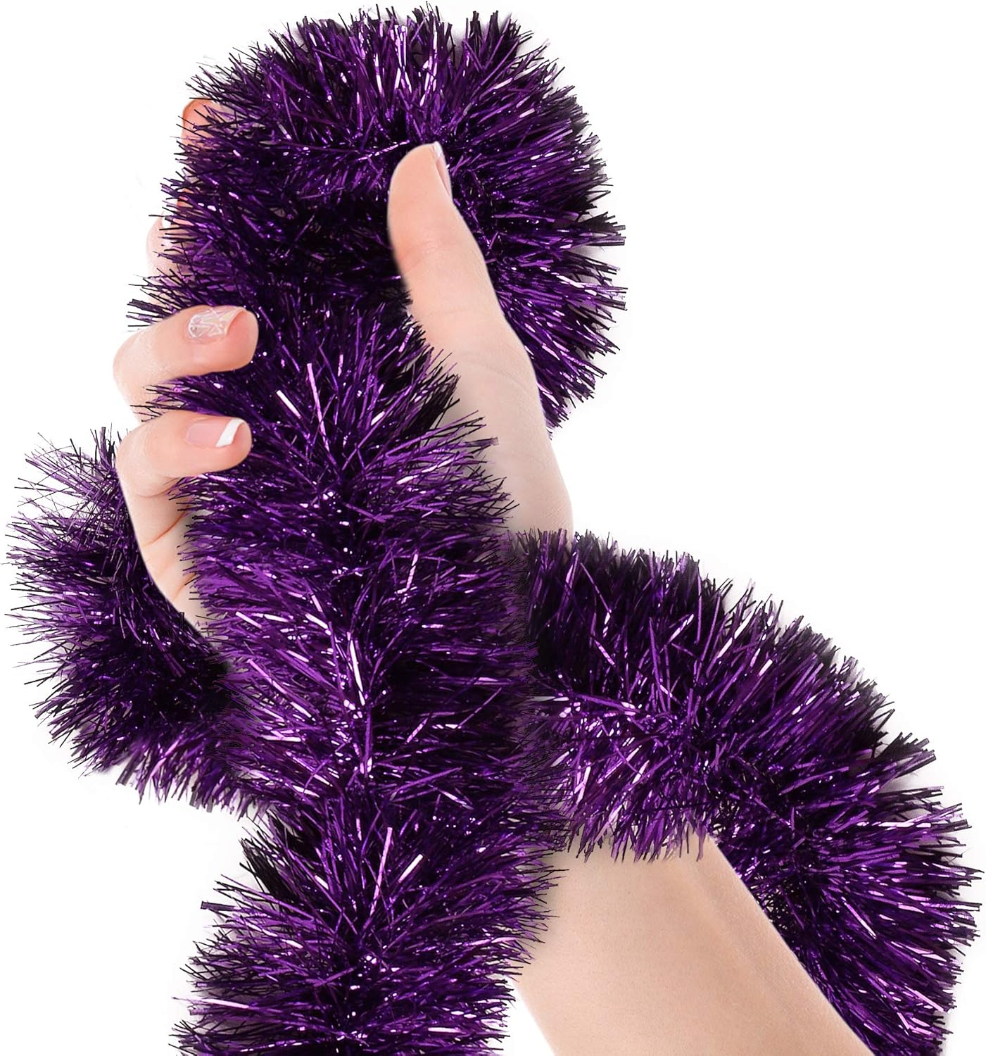 Wreaths, Garlands & Swags - Mardi Gras Purple Tinsel Garland Metallic Streamers Celebrate a Holiday New Years Eve Happy Party Ceiling Hanging Decorations Indoor and Outdoor Disco Party Supplies