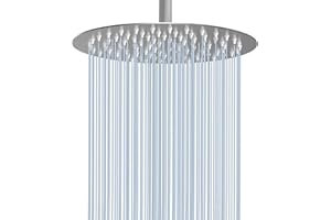 Voolan Rain Shower Head, High Pressure High Flow All Metal Rainfall Shower Head, Ultra-Thin Design-Pressure Boosting, Universal Wall and Ceiling Mount (10 Inch, Brushed Nickel)