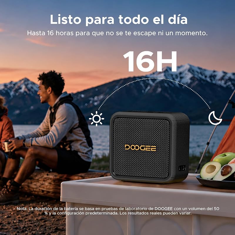 Coluna portátil Field Pulse, Colunas Portáteis 20W Graves potentes de pico, autonomia das colunas até 19H, IP67 TWS, TF/USB/AUX Suporte com Correia para Campismo, Caminhadas e Atividades