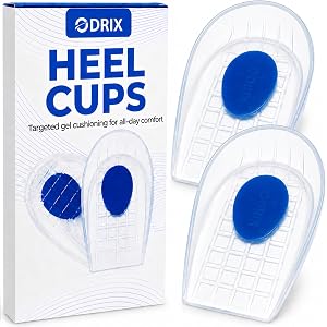 Heel Cups for Plantar Fasciitis & Heel Pain, Heavy-Duty Honeycomb, 2 Pack | Shock-Absorbing Cushioning | Non-Slip Base Stays