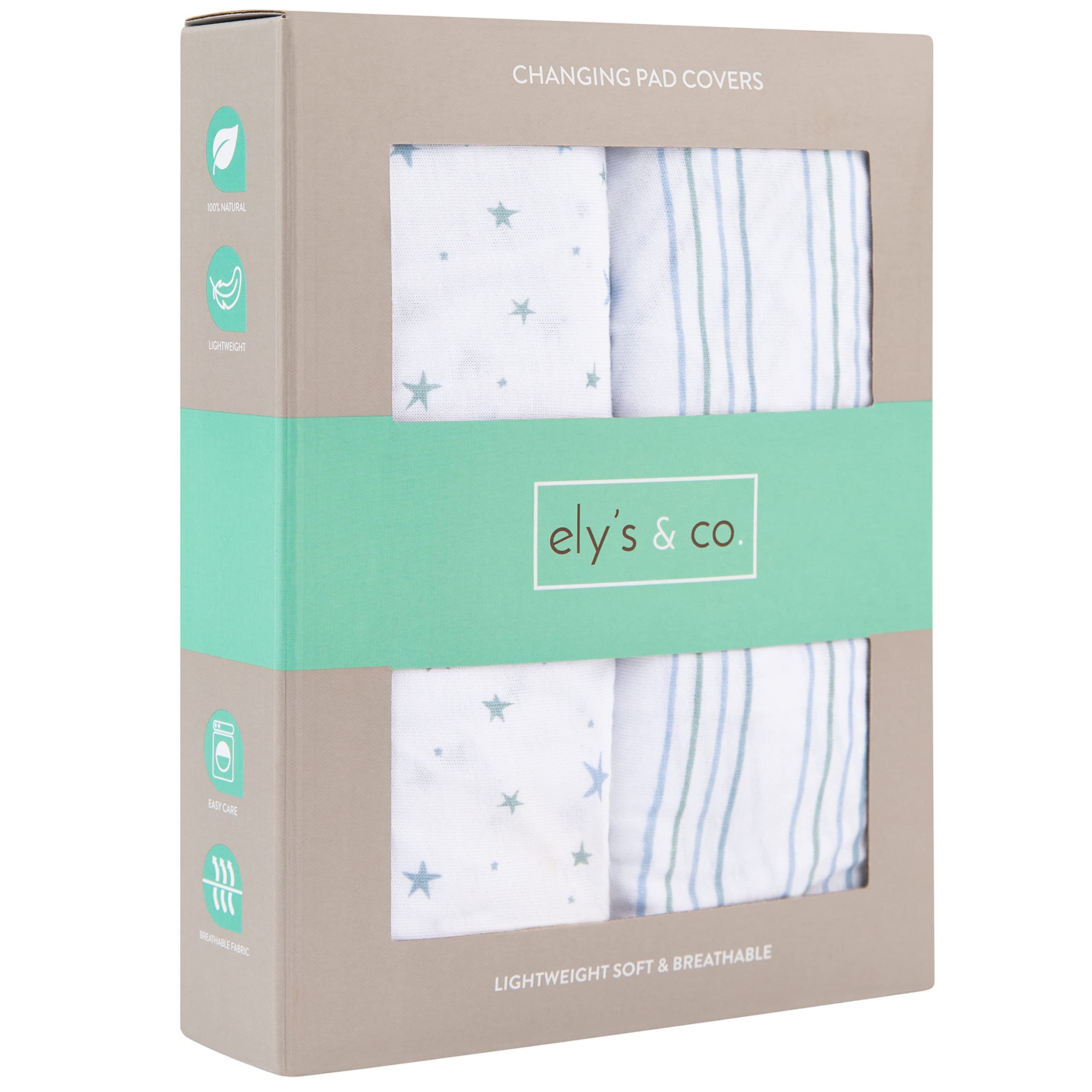 Changing Pad Cover 2 Pack - Baby Cradle Sheet with 100% Jersey Cotton - Changing Pad Covers for Boys, Newborn Essentials (Blue Stars & Stripes)