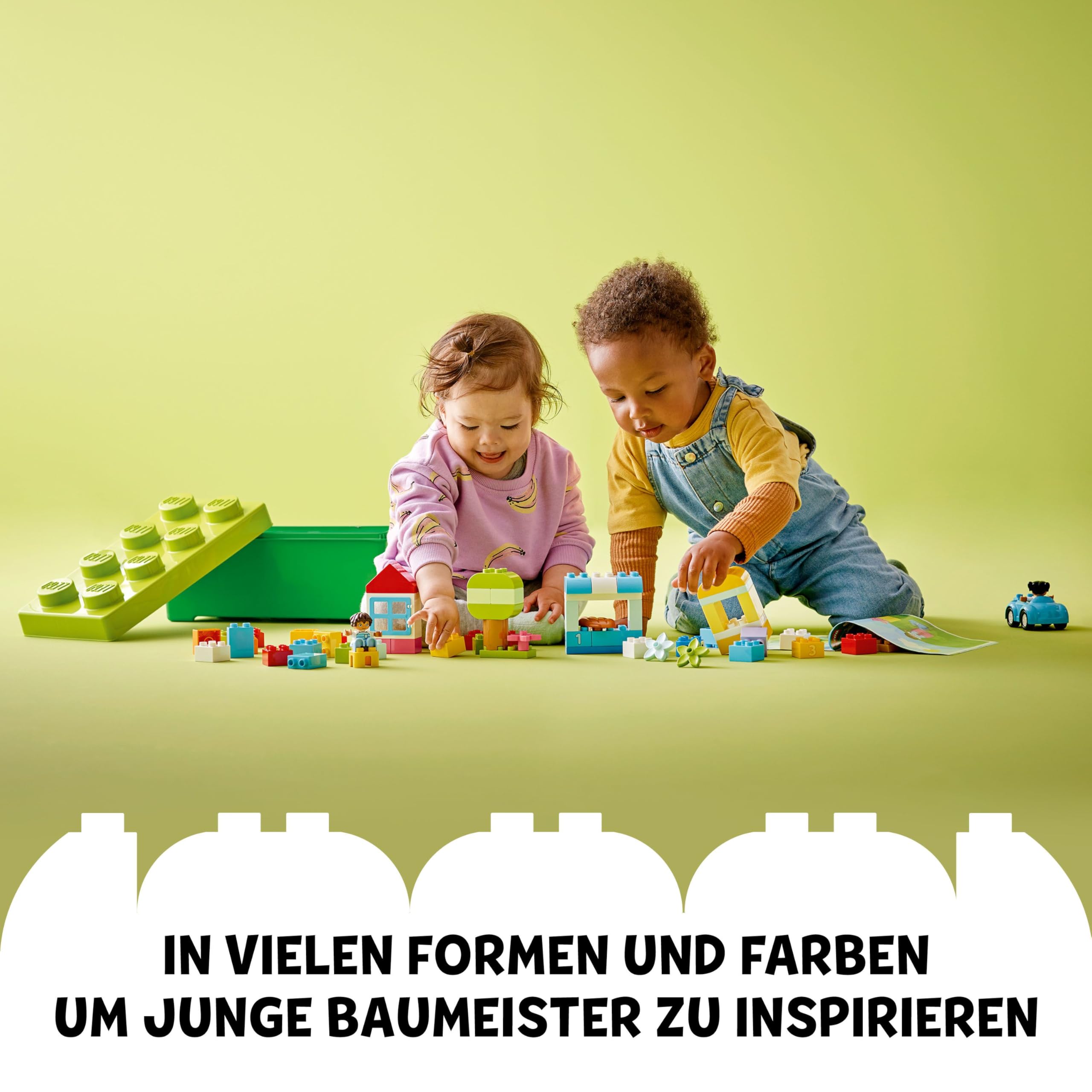 LEGO DUPLO Brick Box - Educational Stacking Toys for 1+ Year Old Boys & Girls - incl. Colourful Number Bricks, a Car & 2 Figures, Plus Toy Storage - 10913 4