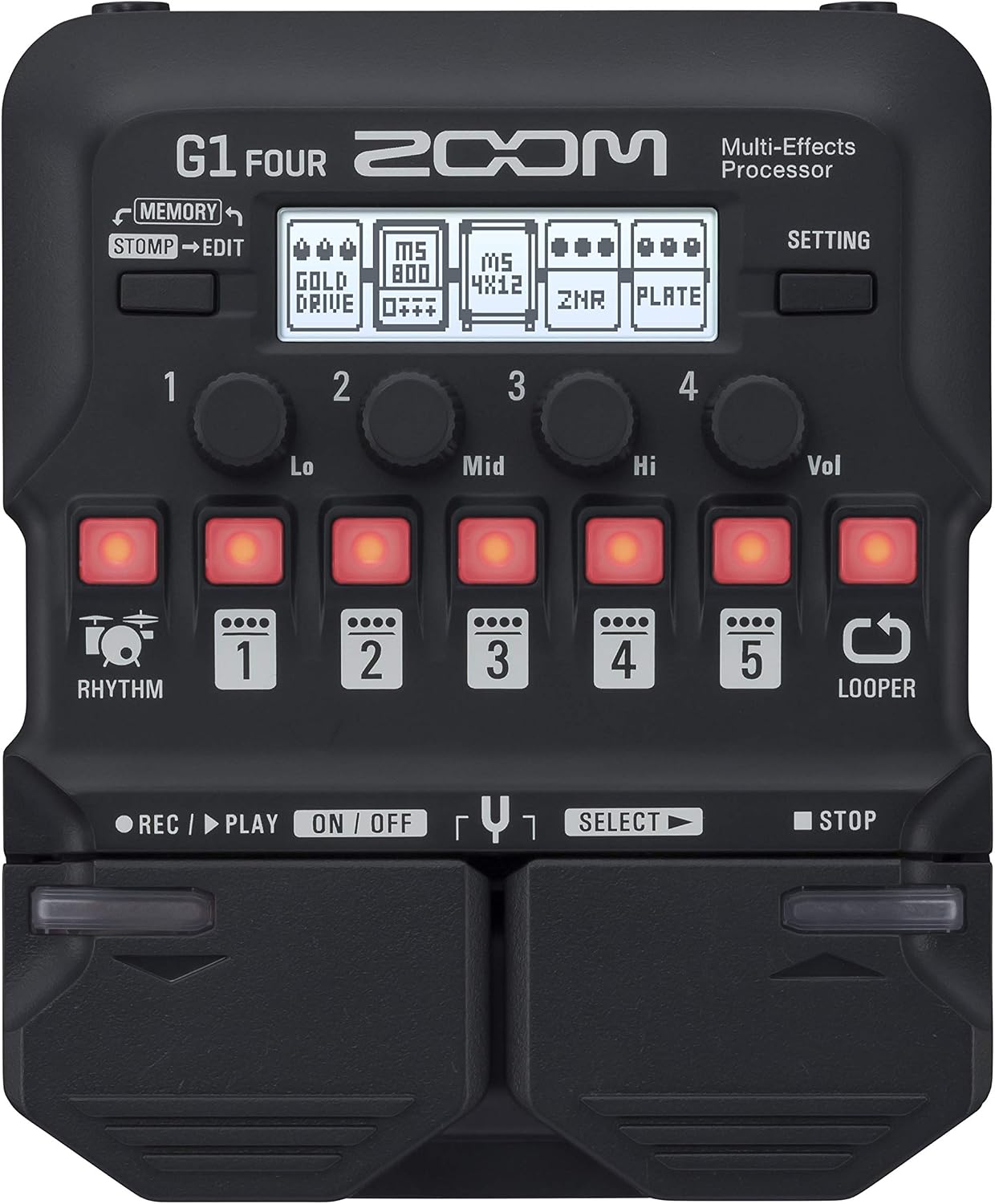 ZOOM G1 FOUR Guitar Multi-Effects Pedal with Looper, Drum Computer & Amp Modeling - Ideal for Stage & Studio