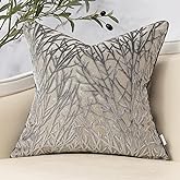 Yangest Dark Grey Twigs Throw Pillow Cover Branches Velvet Cushion Case Neutral Pillowcase for Sofa Couch Bedroom Living Room Home Decor,18x18 Inch