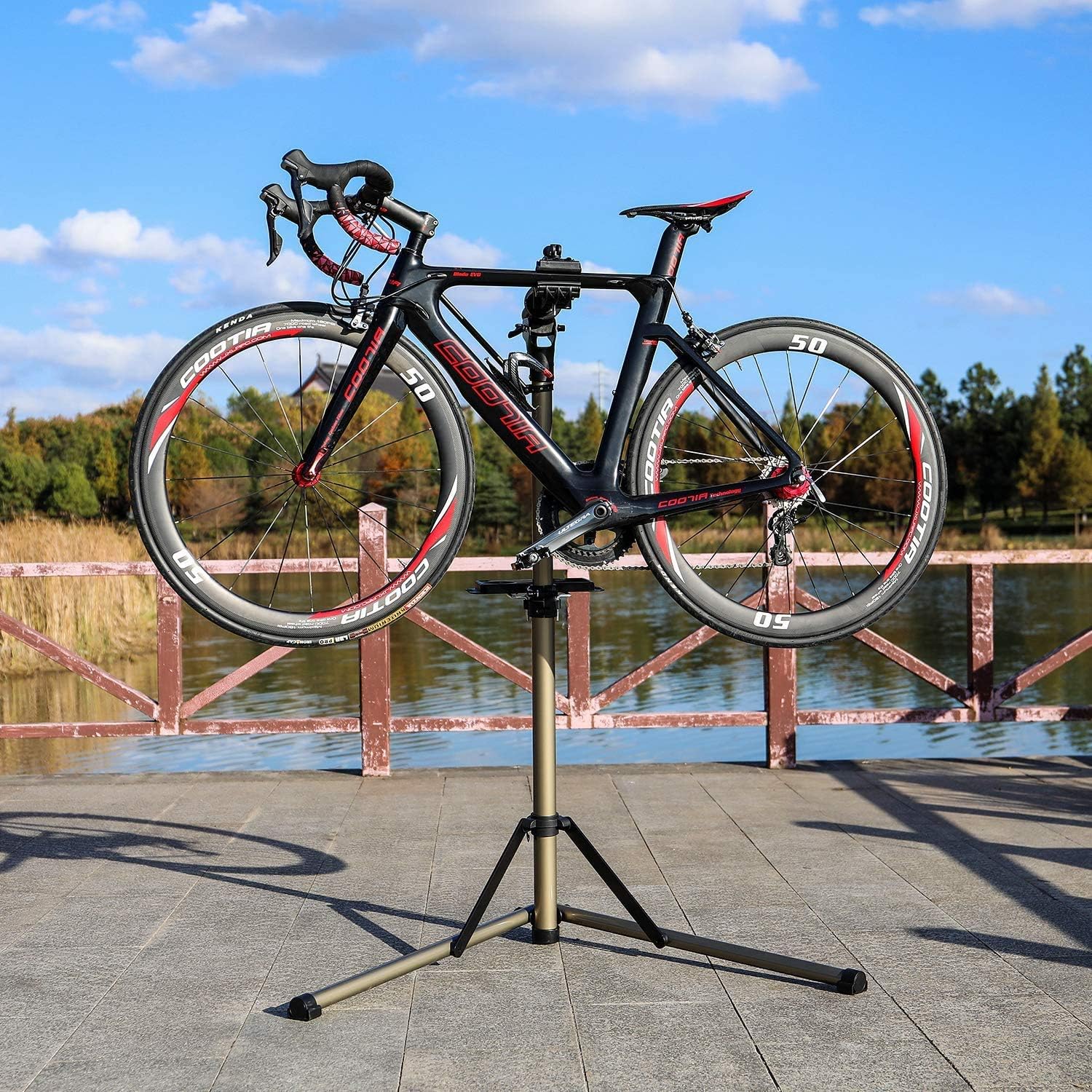 CXWXC Bike Repair Stand -Shop Home Bicycle Mechanic Maintenance Rack- Whole Aluminum Alloy- Height Adjustable (rs100) (Champagne) : Sports & Outdoors