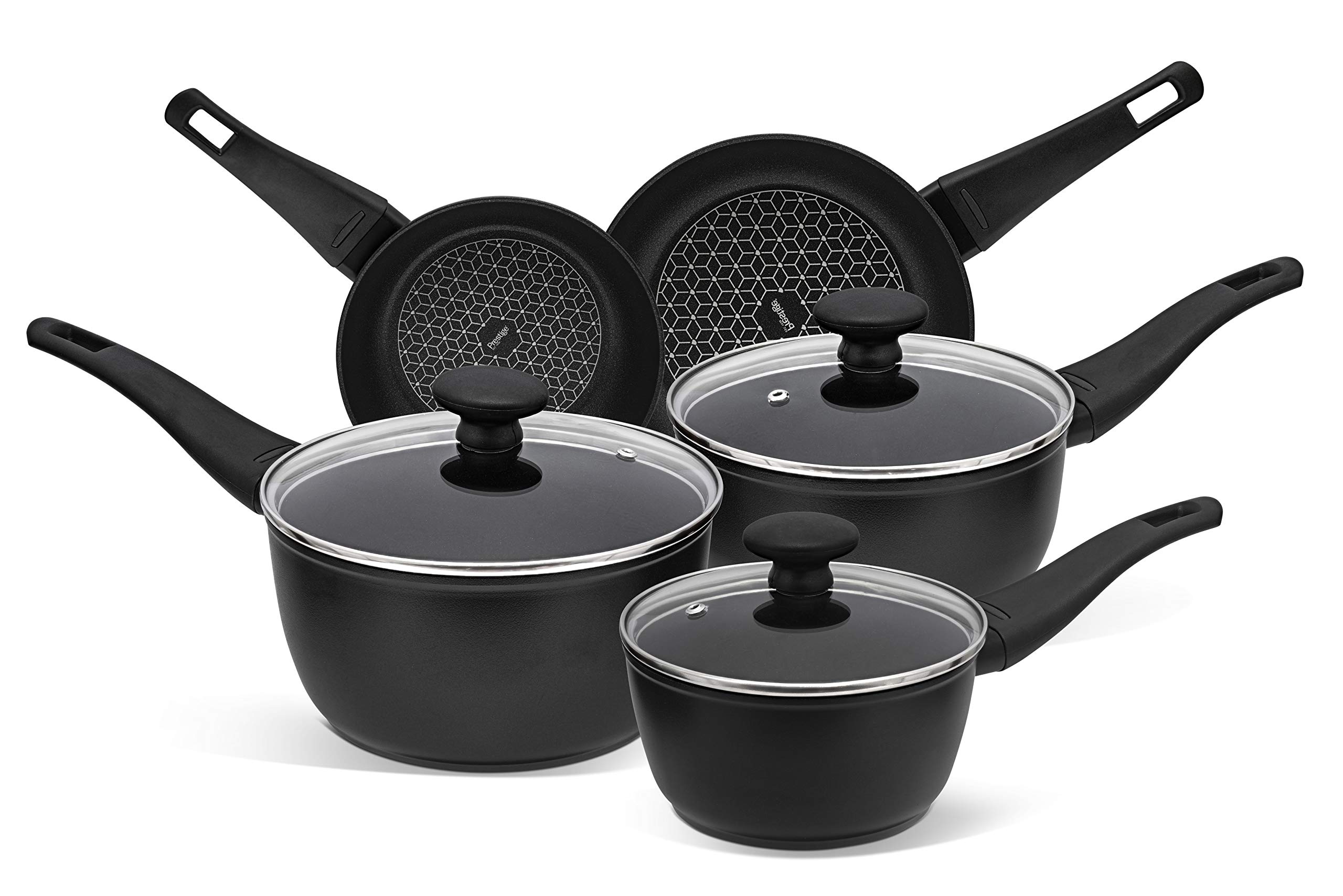 Prestige Thermo Smart Pots and Pans Sets Non Stick with Heat Indicators - Induction Hob Pan Set of 5, PFOA Free, Dishwasher Safe Cookware, Made In Italy, Black — image 1
