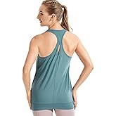 SYROKAN Women's Active Racerback Athletic Sports T-Shirt Long Yoga Crop Tank Top
