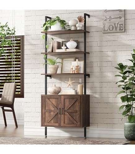 Happimess Tulare 72.05" MidCentury Industrial 4-Shelf Wood Wall-Mounted - View #5