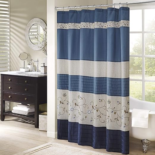 Amazon Com Madison Park Serene Shower Curtain Faux Silk