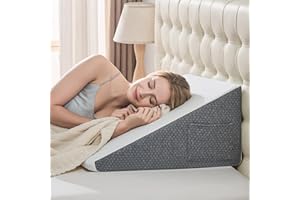 Yojoker Wedge Pillow for Sleeping - 12 Inch Bed Wedge for Headboard Triangle Pillow, Memory Foam Wedges for Acid Reflux, GERD, Snoring, Post Surgery Back Pain Relief, Leg Elevation, Washable Cover