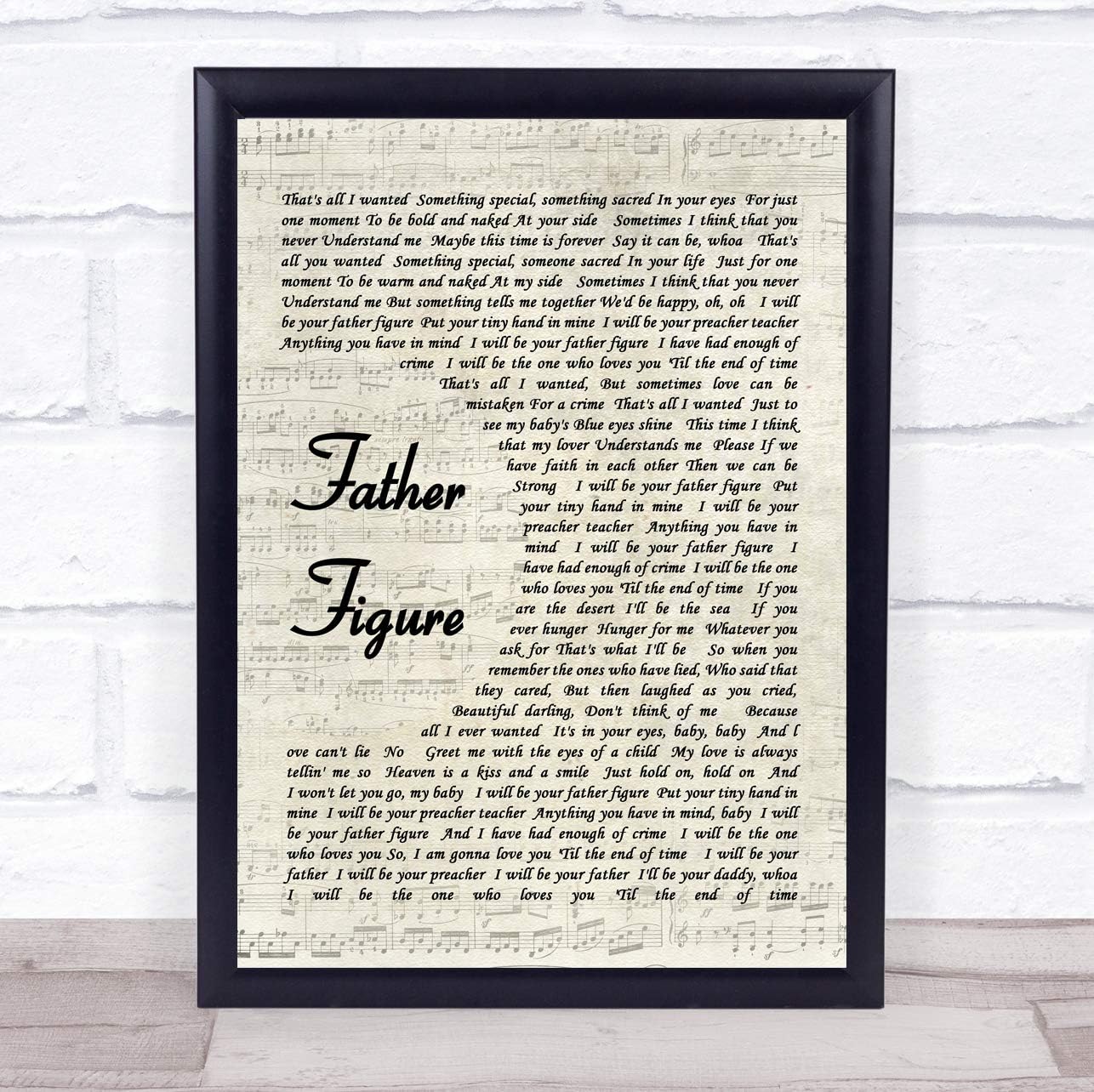 George Michael Father Figure Vintage Script Song Lyric Quote Print