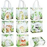 W WINTMING 8 Pcs Safari Party Favor Bags Jungle Animal Gift Bags Reusable Non Woven Safari Goodie Treat Candy Bags with Handles for Kids Birthday Party Baby Shower Decoration Supplies