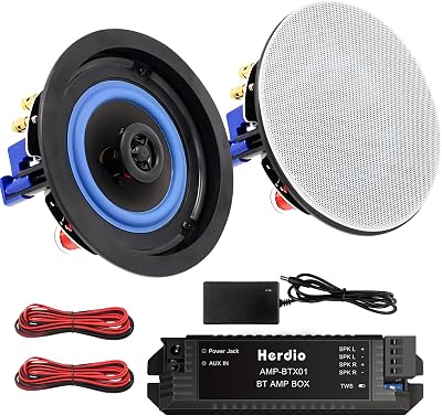 Herdio 4 Inch Ceiling Speakers Bluetooth Ready Flush Mount 160W Wall/Ceiling