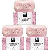 One With Nature Feminine Cleansing Bar, Rose Petal Fresh 3.5oz Bar 3Pack, Dermatologist Tested, Probiotics, Apple Cider Vinegar, Omega Fatty Acids, Oatmeal, Gentle Cleanser for Face, Body
