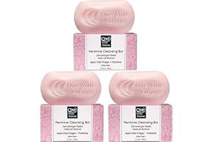 One With Nature Feminine Cleansing Bar, Rose Petal Fresh 3.5oz Bar 3Pack, Dermatologist Tested, Probiotics, Apple Cider Vinegar, Omega Fatty Acids, Oatmeal, Gentle Cleanser for Face, Body