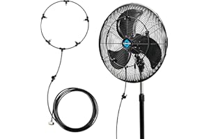 Tornado 13 Inch Misting Kit for Cooling Outdoor, Portable Misters for Outside Patio, Fan Water Mister system for Backyard/Porch/Garden,19.6FT Misting Line + 5 Brass Mist Nozzles, Fit most Outdoor Fans