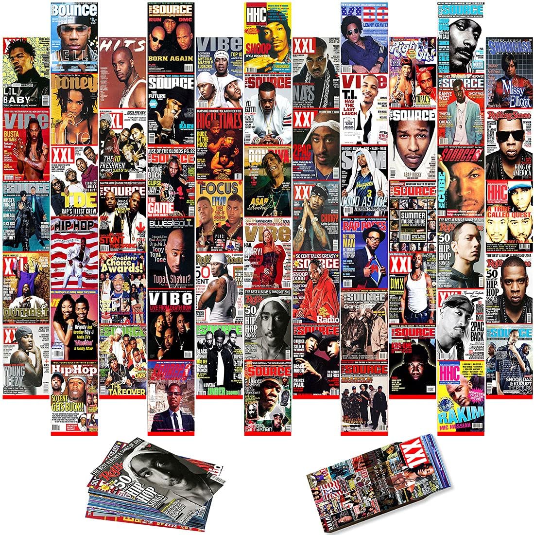 Wall Décor - 60 Pcs Print Hip Hop/Rap Wall Collage Kit | Music Posters for Room Aesthetic | Unique Retro Magazines Album Covers Printed Photos | Aesthetic Poster | Rapper Posters