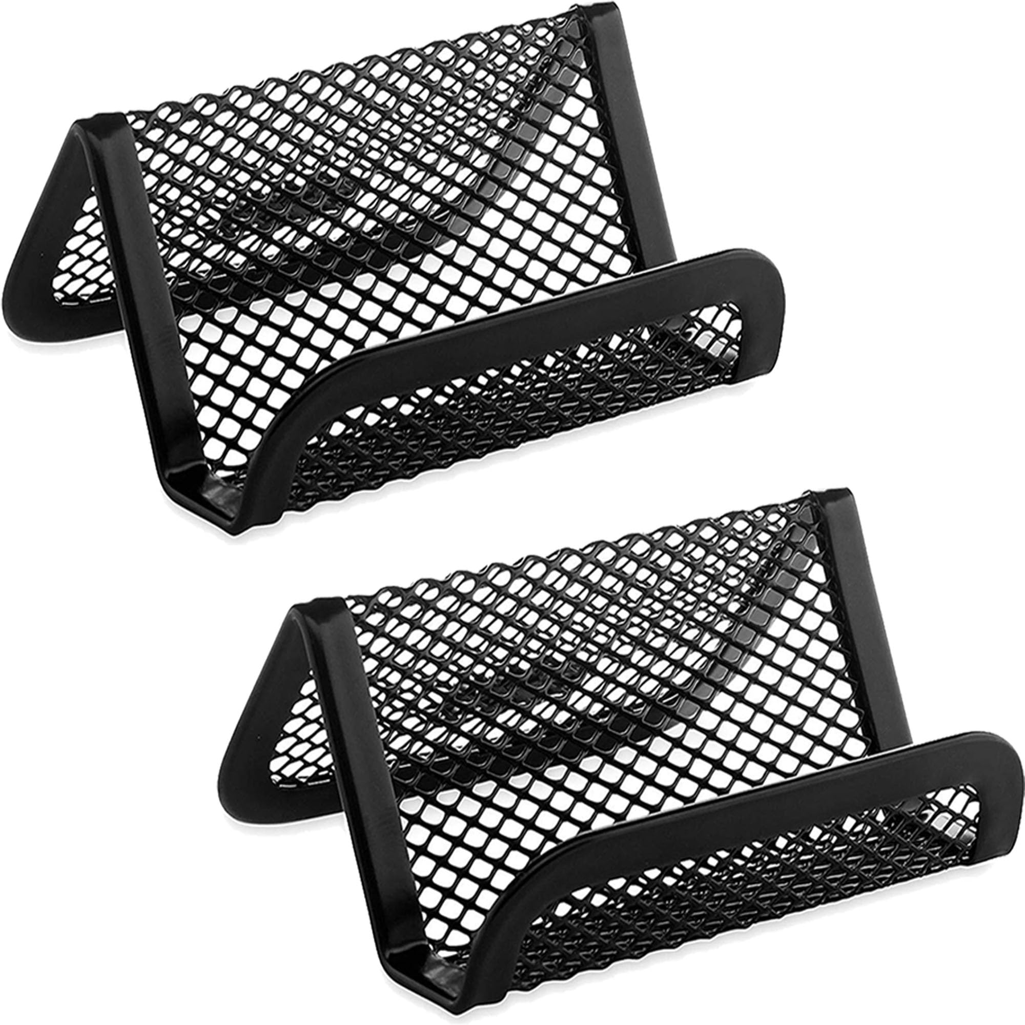 YUEMING 2 Pcs Business Card Holder, Desktop Business Card Stands Countertop, Metal Mesh Business Card Display Desk Business Card Organizer for Desk Office Name Card with 50 Name Card Capacity (2)