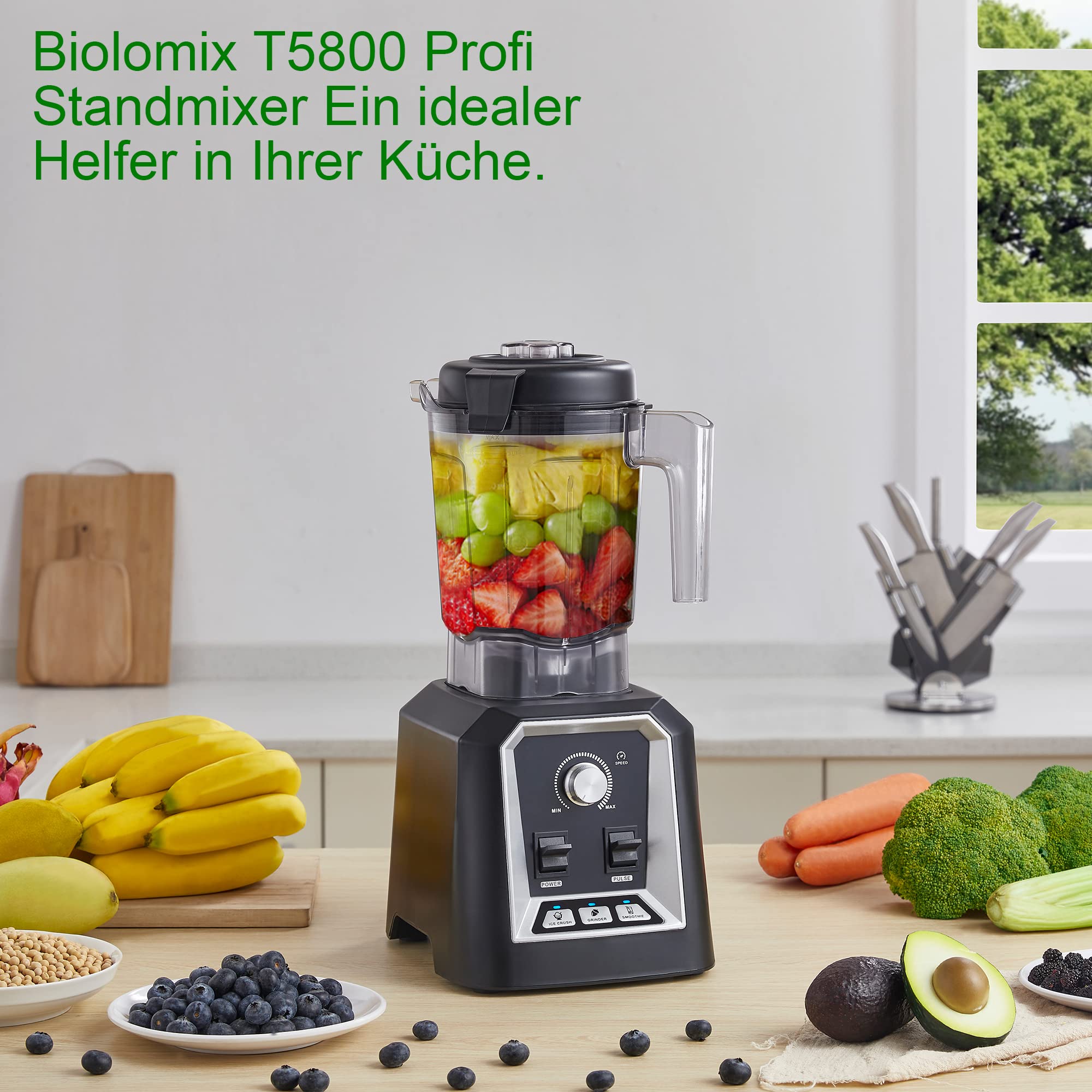 BioloMix Hochleistungsmixer 2200W,Selbstreinigungsfunktion,Standmixer mit 2L Behälter ohne BPA Smoothie Maker (T5600) 8