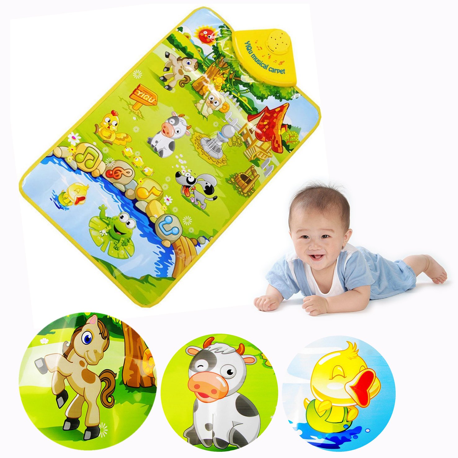 Cisixin Music Sound Farm Animal Kids Baby Play Playing Mat Carpet Play mat Gym Toy, 60cm x 40cm/23.62 x 15.75 inch
