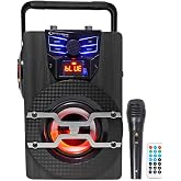 Technical Pro WASP420 Rechargeable Bluetooth Karaoke Machine System w/LED's+Mic