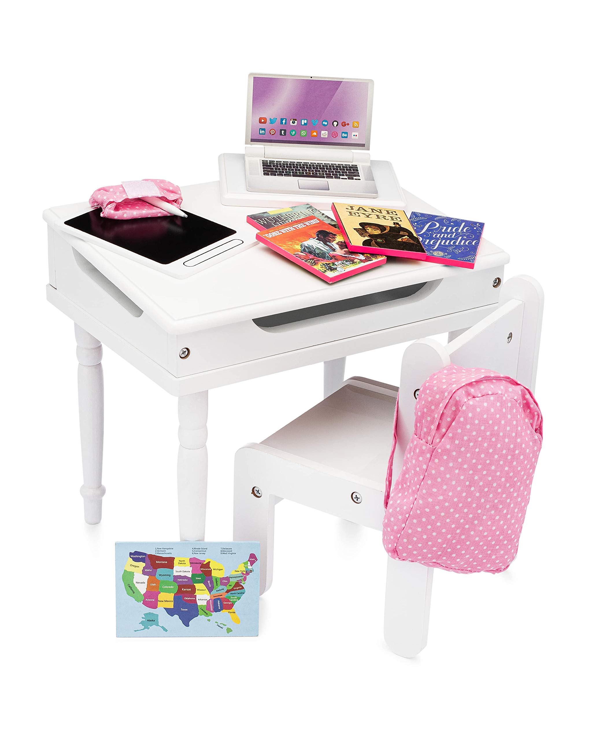 Playtime by Eimmie 18 Inch Doll Desk and Chair School Set Classroom