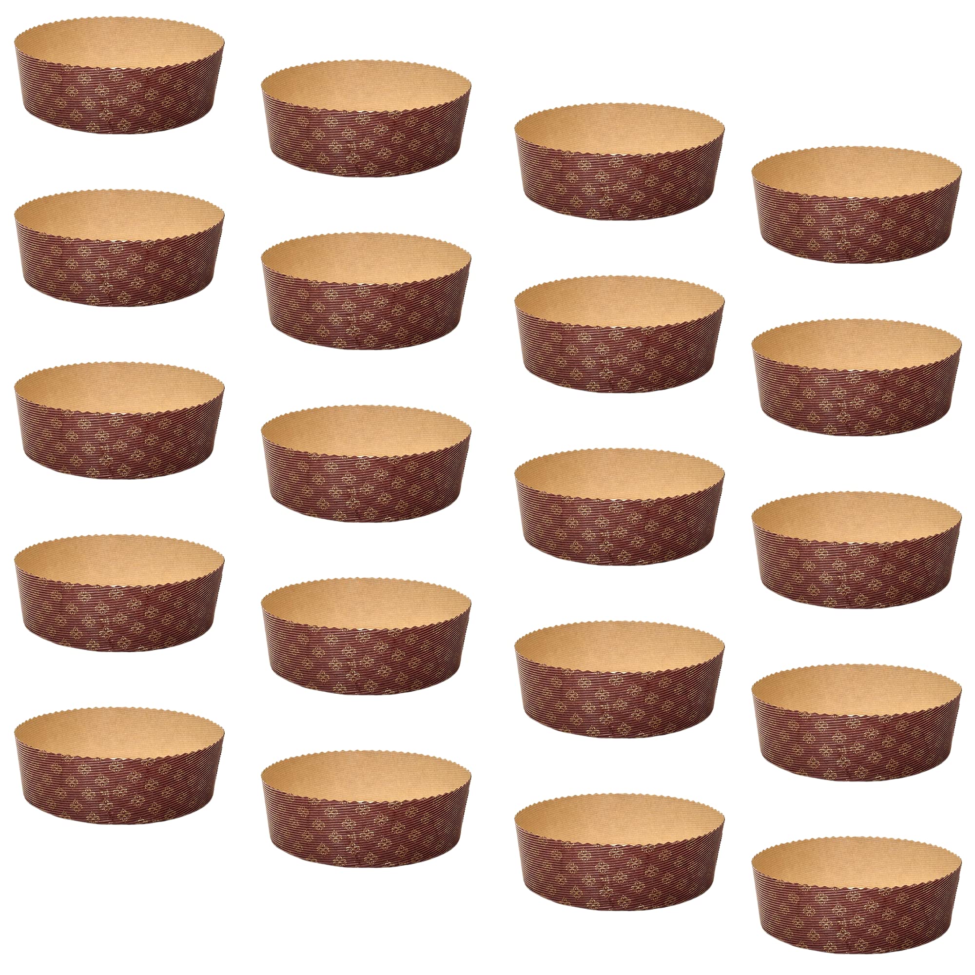 FAH – Low Panettone Moulds 500 g Premium Quality (20 Pieces) – Professional Panettone Cups of Pure Cellulose Paper in Microwave, Designed for Panettone, Heat Resistant 220 °C