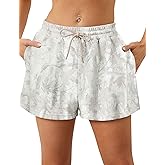 Eutten Women Camo Sweat Shorts Casual Elastic Waist Lounge Shorts Drawstring Maple Leaf Print Athletic Shorts with Pockets