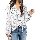 Gaharu Womens Business Casual Blouses Ruffle V Neck Work Dressy Shirts Long Sleeve Chifffon Tunic Tops