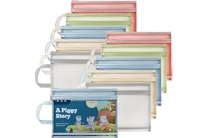 Goaste 10 Pack Mesh Zipper Pouch Bags, Double-Layer Nylon Mesh Bags with Handle, Portable Puzzle Building Block Sets Toy Stor